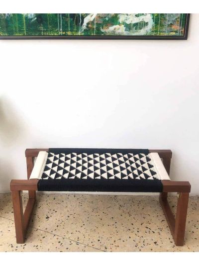 Tri Galore Cotton Wooden Bench