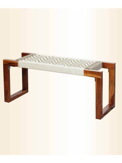 Sona Cotton & Jute Wooden Bench