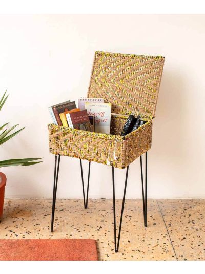 Jute Upcycled Plastic Box Stand Table