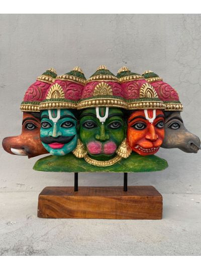 Panchmukhi Wooden Hanuman Bust 
