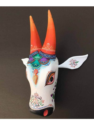 White Wooden Cow Head