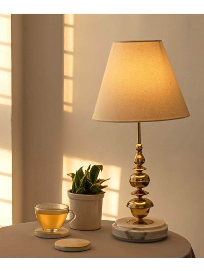 Jaypore Marble And Brass Table Lamp