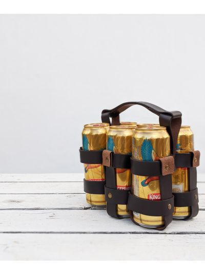 The Six Pack Beer Can Leather Caddy