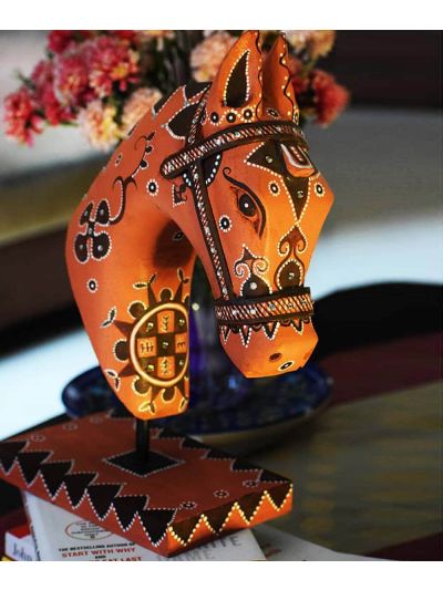 Hand Painted Khavda Horse Head on stand