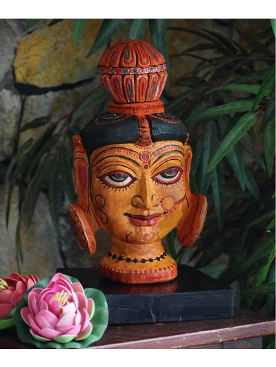 Wooden Hand Painted Sita Head