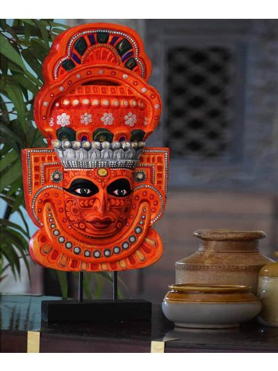 Hand Painted Vishnumoorthy Theyyam Decor Accent