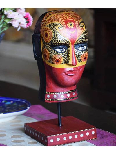 Hand painted Rustic Theyyam Head Accent