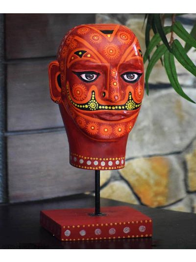 Hand painted Daivathar Theyyam Head Accent