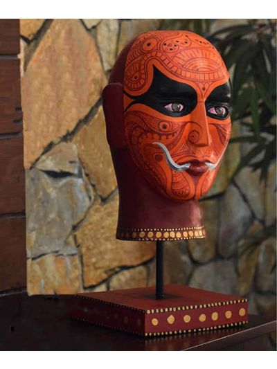 Hand painted Muchilot Theyyam Head Accent