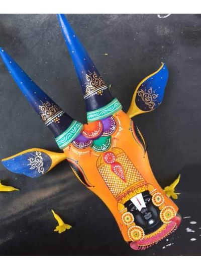 Yellow Balaji Wooden Cow Head