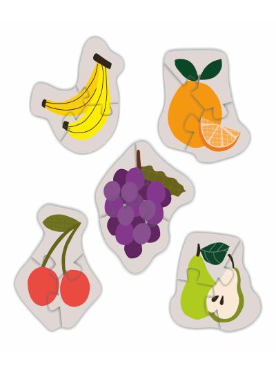 Fruits & Jungle Animals - Reversible Shaped Puzzle 