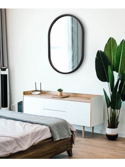 Black Mira Oval Mirror