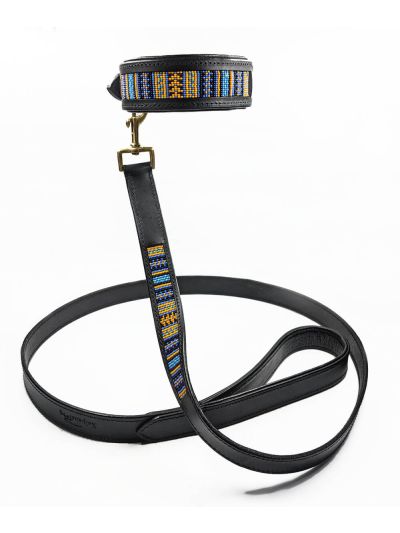 Rex Beaded Dog Collar and Leash Set