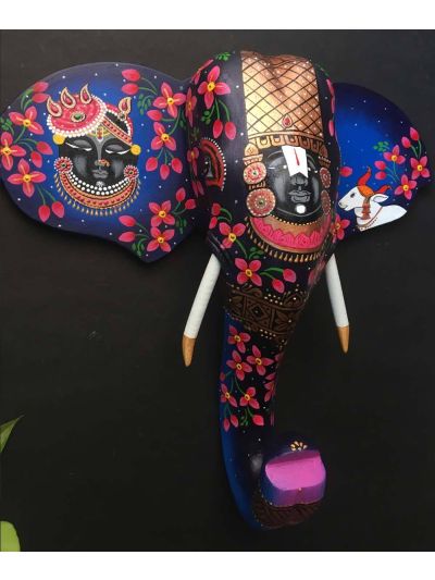 Balaji and Shrinath Ji Wooden Elephant Head