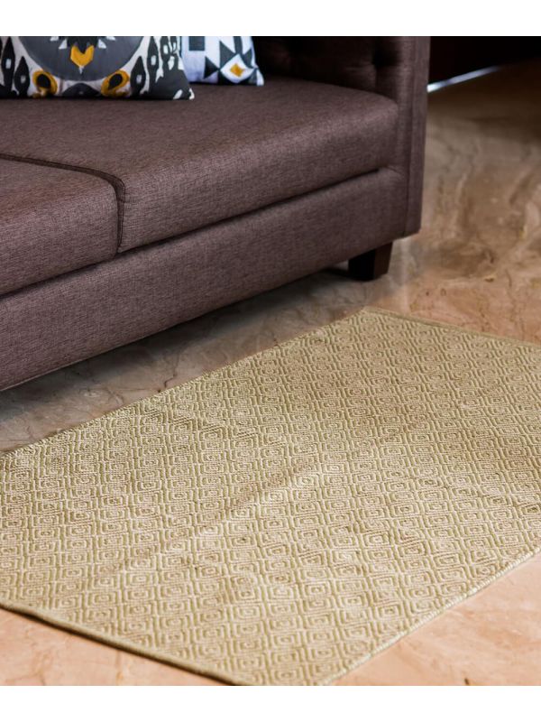 Green pattern rug | Buy diamond pattern rug online | Kalpané