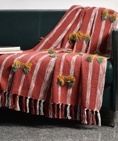 Samarkand Red Strip Cotton Throw