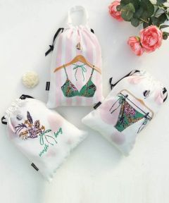 Women's Lingerie Bags {green floral} - pack of 3