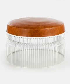 Wired Leather Ottoman