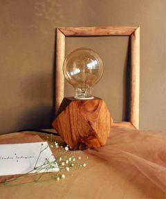 Faceted Cube Wooden Lamp