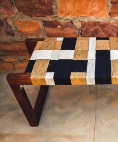 Gulmohar Cotton Wooden Bench