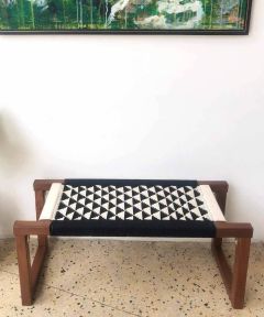 Tri Galore Cotton Wooden Bench