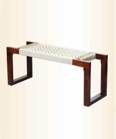 Siya Cotton & Gold Plastic Wooden Bench