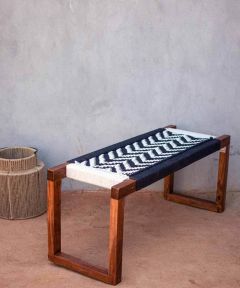 Double Wave Cotton Wooden Bench