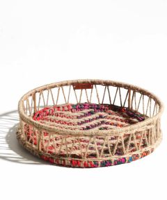Spiral Upcycled Textile Round Tray