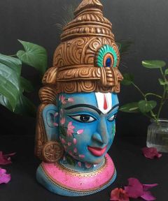 Wooden Vishnu Bust with Sri Nath Ji