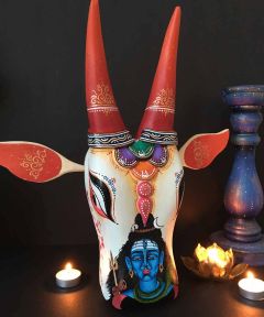 White Wooden Shiva Cow Head