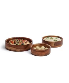 Hugh Fringe Wooden Bowls: Set of 3