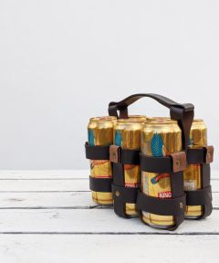 The Six Pack Beer Can Leather Caddy