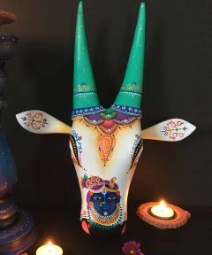 White Sri Nath Ji Wooden Cow Head