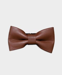 MEN'S GENUINE LEATHER BOW TIE - BASIC DARK TAN