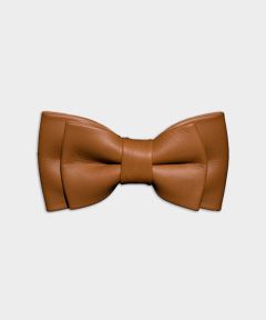 MEN'S GENUINE LEATHER BOW TIE - TWIN NARROW: LIGHT TAN