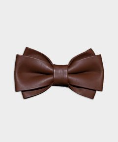 MEN'S GENUINE LEATHER BOW TIE - TWIN WIDE DARK TAN