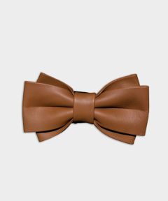 MEN'S GENUINE LEATHER BOW TIE - TWIN WIDE LIGHT TAN