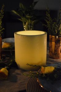 Wax Luminary Round Green Candle