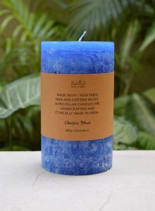 Classic Blue Pillar Candle Large 