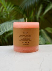 Coral Pink Pillar Candle small 
