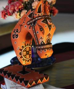 Hand Painted Khavda Horse Head on stand