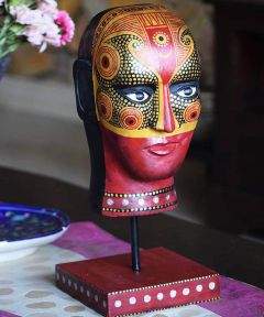 Hand painted Rustic Theyyam Head Accent