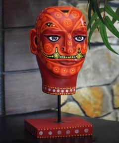 Hand painted Daivathar Theyyam Head Accent