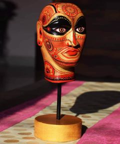Hand painted Golden Theyyam Head Accent