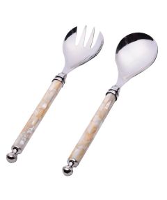 Salad server with mother of pearl handle