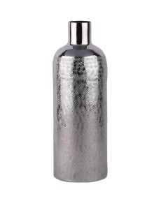 Chatai texture bottle vase in nickle finish