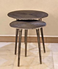 Sunburst Nesting Tables: Pewter Finish