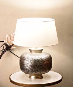 Table Lamp In Pewter Antique Finish: Round