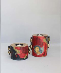 Gulal Pillar Candle Holders: Set of 2
