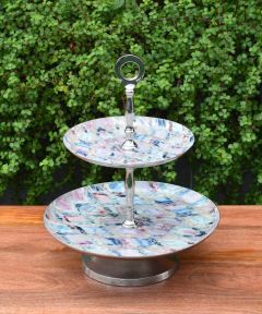Enamelled Roma 2 Tier Cake stand